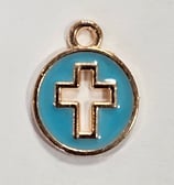 Ciondolo Croce 11mm  AZZURRO