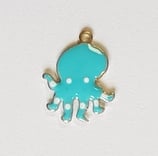 Ciondolo Metallo Smaltato Polipo 14mm  AZZURRO