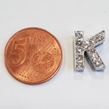 Lettera K Acciaio con Strass 14mm gancio passante
