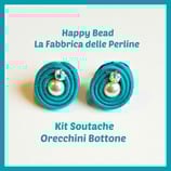 Kit Soutache Button Earrings Turquoise