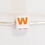 Perlina CUBO Lettera W 6mm foro passante