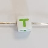 Perlina CUBO Lettera T 6mm foro passante