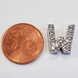 Lettera W Acciaio con Strass 14mm gancio passante