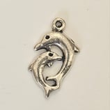 Ciondolo Metallo Coppia Delfini 22mm argento
