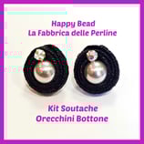 Kit Soutache Button Earrings Metal Black