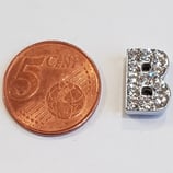Lettera B Acciaio con Strass 14mm gancio passante