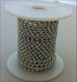 Catena Strass 2mm Bianchi base Argento 1/2 metro