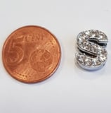 Lettera S Acciaio con Strass 14mm gancio passante