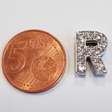 Lettera R Acciaio con Strass 14mm gancio passante
