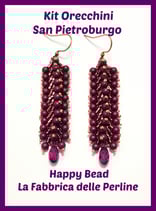 Kit Orecchini Punto San Pietroburgo Doppio Versione Grande Ametista / Vinaccia