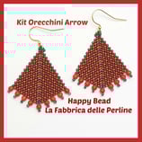Kit Orecchini Arrow Punto Peyote e Lisca di Pesce Base Verdone Rosso Mattone Bruciato