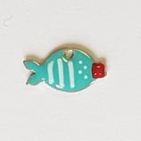 Ciondolo Metallo Smaltato Pesce 6x12mm  AZZURRO