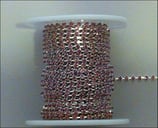 Catena Strass 2mm Rosa Light Rose base Argentata 1/2 metro