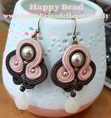 KIT Soutache Orecchini Lilith Pendenti Colore  Rosa Salmone / Marrone