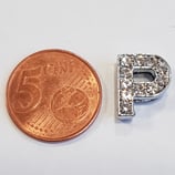 Lettera P Acciaio con Strass 14mm gancio passante