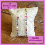 Kit Orecchini Lunghi Biconi Swarovski Rosa