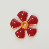 Ciondolo Metallo Smaltato Fiore 12mm  ROSSO