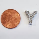 Perlina Acciaio con Strass Lettera Y 14mm gancio passante