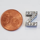 Perlina Acciaio con Strass Lettera Z 14mm gancio passante