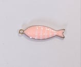 Ciondolo Metallo Smaltato Pesce 20X6mm  ROSA/BIANCO