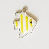 Ciondolo Metallo Smaltato Pesce Angelo 12mm  BIANCO / GIALLO