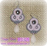 KIT Soutache Orecchini Lilith Pendenti Colore Rosa / Grigio