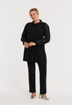 Yoek wide bottom blouse zwart