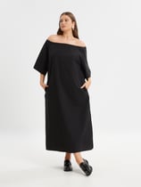 Mat Fashion offshoulder jurk zwart