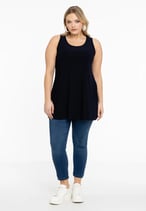 Yoek top flare donkerblauw