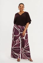 Yoek wijde broek print Merlot