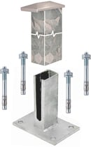 Stützpfosten für Gabionen, als Set zum aufdübeln mit Bolzenankern