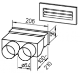 Kit plénum mural droit  - FRS-WDS 2-63 - Flexpipe Helios