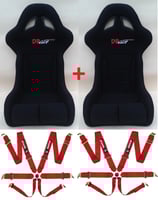 PACK 2 SIEGES BAQUET DP RACE RACING PLUS FIA 2015 + 2 HARNAIS 6 POINTS PRO SPONSOR FIA 2015