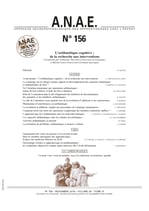 ANAE N° 156  - L’arithmétique cognitive : de la recherche aux interventions
