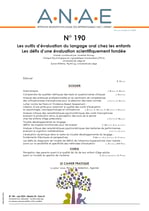 ANAE N° 190 - Les outils d'évaluation chez les enfants - Les défis d'une évaluation scientifiquement fondée