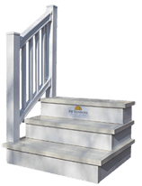 Escalier avec 3 marches, largeur 103cm, hauteur env. 40cm, avec main courante à gauche ou à droite