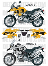グラフィックステッカー R1200 GS 2004 - 2007 MOTORSPORT YELLOW GREY