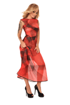 50-2307 Kleid Datex rot schwarz