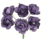 Röschen mit Draht 6 Blüten Violet