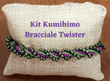 KIT Kumihimo Bracciale Twister Verde Fucsia