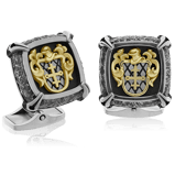 Manschettenknöpfe mit Familienwappen in Weissgold und Gelbgold von der Goldschmiede OBSESSION in Wetzikon und Zürich