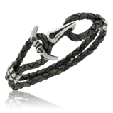 Geknüpftes, braunes Lederarmband mit einem Verschluss in Silber aus der Herrenschmuck Kollektion Gremlin der Goldschmiede OBSESSION Zürich und Wetzikon