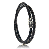 Geknüpftes Lederarmband mit Verschluss in Silber aus der Gremlin Männerschmuck Kollektion der Goldschmiede OBSESSION