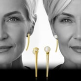 Ohrschmuck zum wenden in Gelbgold mit Perlen und Brillanten, aus der Gremlin Kollektion der Goldschmiede OBSESSION Zürich und Wetzikon.