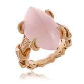 Schmuck Ring in Rotgold mit einem Rosenquartz und Brillanten aus der Eternity Kollektion der Goldschmiede OBSESSION Zürich und Wetzikon