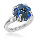 Schmuckring in Weissgold mit einem Topas und Brillanten aus der Gremlin Kollektion der Goldschmiede OBSESSION Zürich und Wetzikon