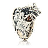 Drachenring in Rot- Weissgold mit Brillanten und Rubinen, angefertigt auf Kundenwunsch von der Goldschmiede OBSESSION Zürich und Wetzikon