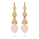 Ohrschmuck in Rotgold mit Rosenquartz-Einhängern und Brillanten aus der Eternity Kollektion der Goldschmiede OBSESSION Zürich und Wetzikon