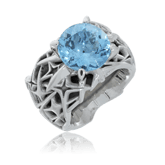 Schmuckring in Weissgold mit einem Topas aus der Milchstrasse Kollektion der Goldschmiede OBSESSION Zürich und Wetzikon