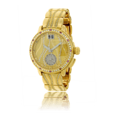 Damenuhr in Gelbgold mit Brillanten und rosa Saphiren, speziel angerfertigt von der Goldschmiede OBSESSION Zürich und Wetzikon